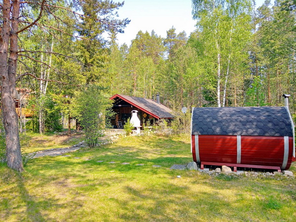 Blick auf das Haus mit Sauna