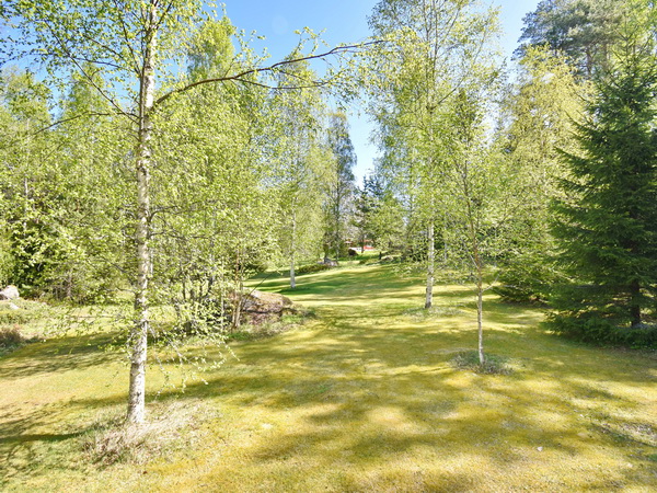 Das Wiesengrundstück zwischen Haus und See ist parkähnlich angelegt.